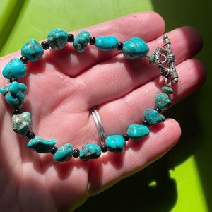 Genuine turquoise and sterling silver bracelet
